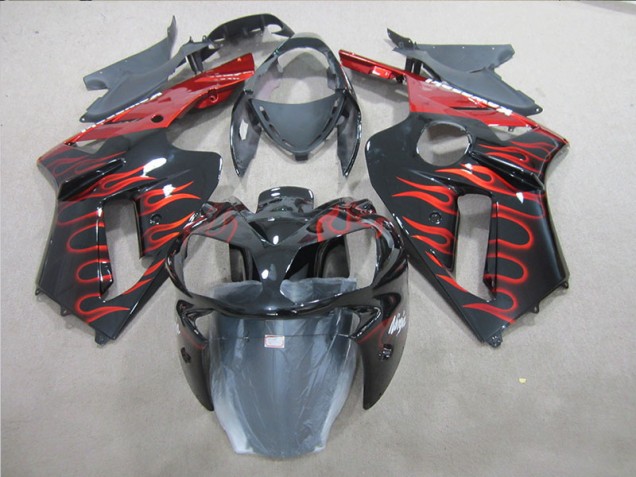 Abs Kits Completos Carenagem Moto Kawasaki ZX6R 2007-2008 - Preto Vermelho Chama Abs Kits Completos Carenagem Moto Kawasaki ZX6R 2007-2008 - Preto Vermelho Chama