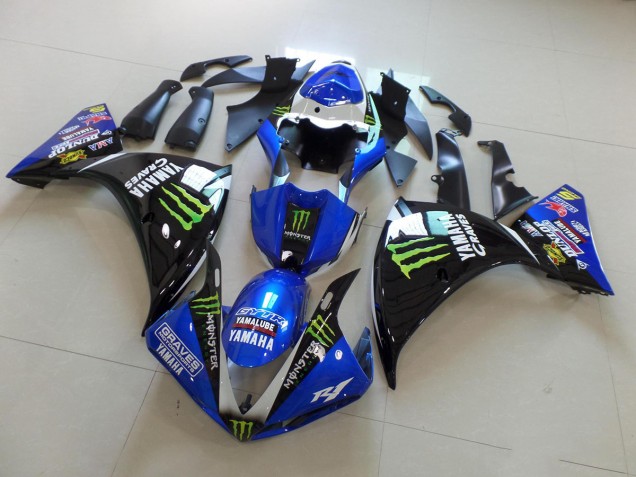 Abs Moto Plástico Yamaha R1 2009-2011 - Azul Preto Monster