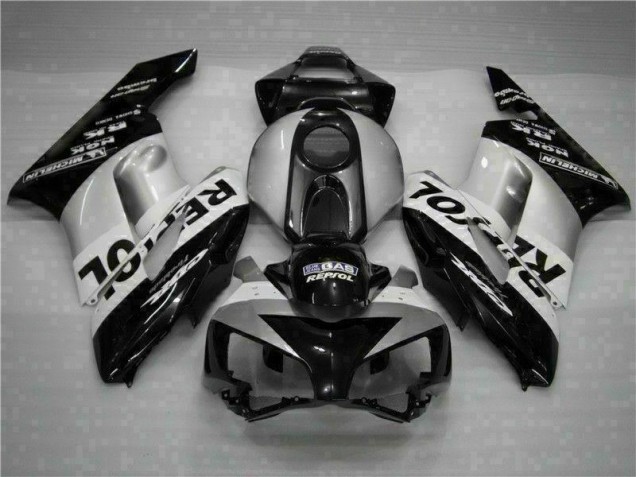 Abs Moto Plásticos Honda CBR 1000RR 2004-2005 - Preto Prata Repsol Abs Moto Plásticos Honda CBR 1000RR 2004-2005 - Preto Prata Repsol