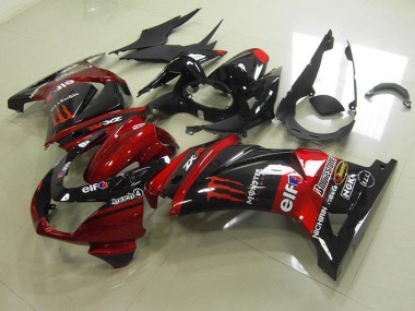 Abs Motocicleta Plástico Kawasaki ZX 250R 2008-2012 - Preto Vermelho Monster