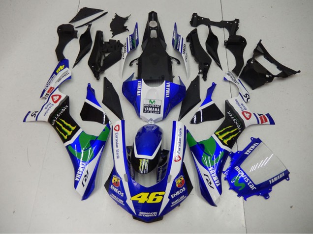 Abs Motocicleta Plástico Yamaha R1 2015-2019 - Azul Azul Branco ENEOS Movistar 46 Abs Motocicleta Plástico Yamaha R1 2015-2019 - Azul Azul Branco ENEOS Movistar 46