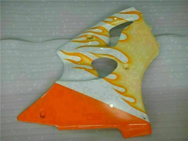 Carenagem Moto Kawasaki ZX6R 2000-2002 - Branco Amarelo Chama Carenagem Moto Kawasaki ZX6R 2000-2002 - Branco Amarelo Chama