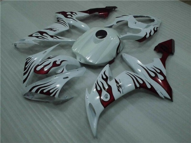 Carenagem Moto Yamaha R1 2004-2006 - Branco Vermelho Chama Carenagem Moto Yamaha R1 2004-2006 - Branco Vermelho Chama