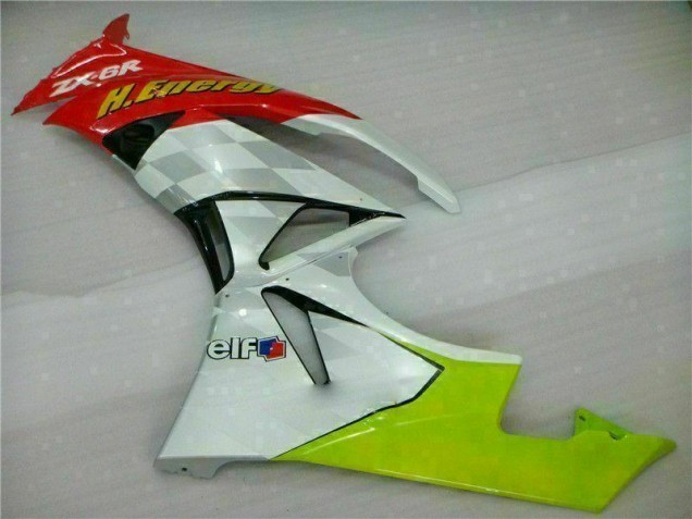 Carenagem Moto Kawasaki ZX6R 2009-2012 - Branco Vermelho H. Energy