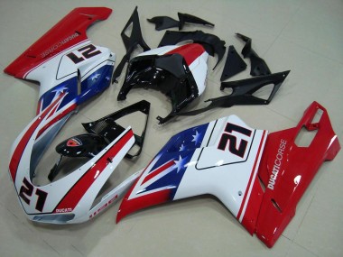 Carenagem Moto Ducati 848 1098 1198 2007-2014 - Preto Branco Vermelho 21