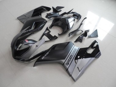 Carenagem Moto Ducati 848 1098 1198 2007-2014 - Preto Fosco Prata Estilo OEM