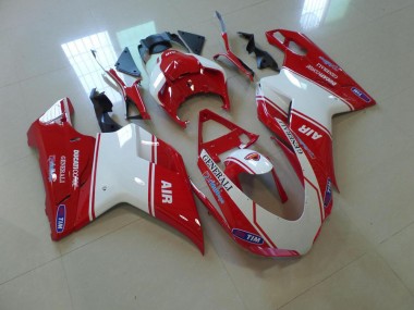 Carenagem Moto Ducati 848 1098 1198 2007-2014 - Vermelho & Branco Air