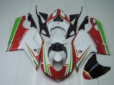 Carenagem Moto Ducati 848 1098 1198 2007-2014 - Vermelho Branco & Verde