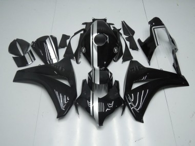 Carenagem Moto Honda CBR 1000RR 2008-2011 - Preto Brilhante & Prata Listra