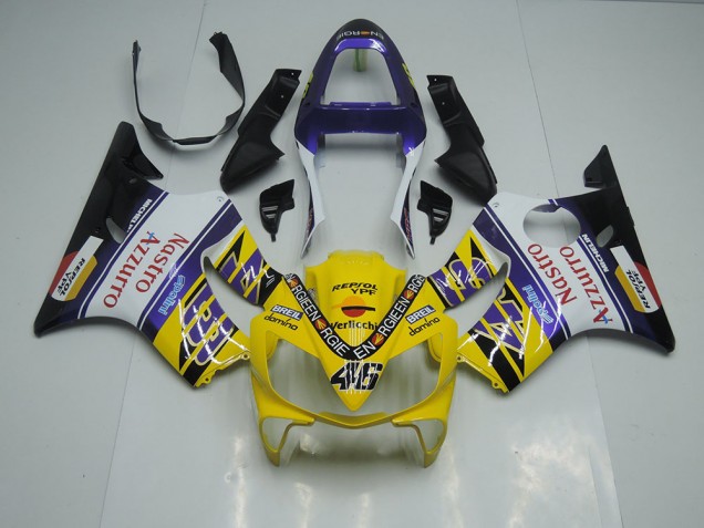 Carenagem Moto Honda CBR 600 F4i 2001-2003 - Amarelo Branco Nastro Azzurro