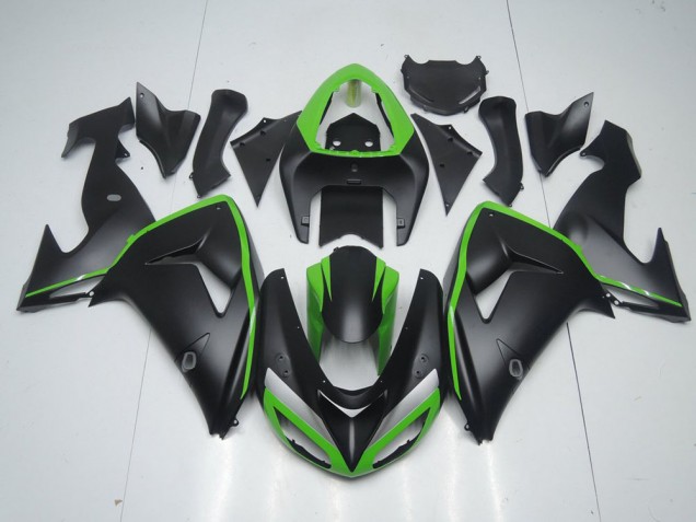 Carenagem Moto Kawasaki ZX10R 2006-2007 - Preto Fosco & Verde Line