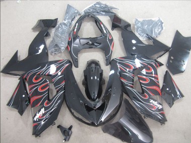 Carenagem Moto Kawasaki ZX10R 2006-2007 - Preto Vermelho Branco Chama Ninja
