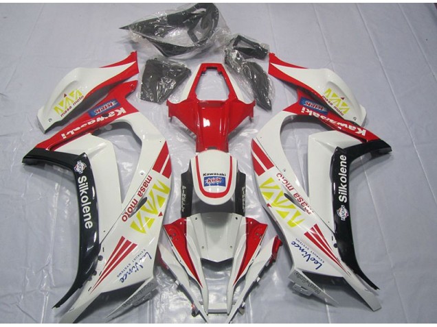 Carenagem Moto Kawasaki ZX10R 2011-2015 - Branco Vermelho Silkolene