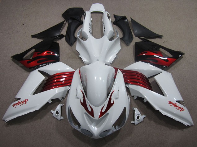 Carenagem Moto Kawasaki ZX14R ZZR 1400 2006-2011 - Branco Vermelho Ninja Carenagem Moto Kawasaki ZX14R ZZR 1400 2006-2011 - Branco Vermelho Ninja
