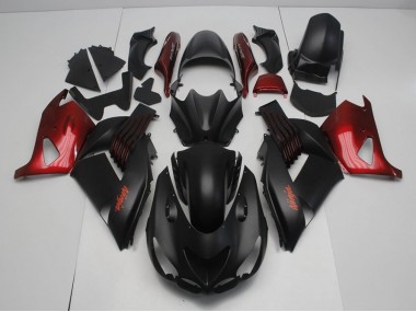 Carenagem Moto Kawasaki ZX14R ZZR 1400 2006-2011 - Preto Fosco & Vermelho