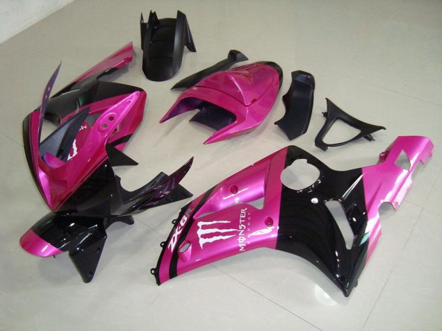 Carenagem Moto Kawasaki ZX6R 2003-2004 - Rosa Preto Monster Carenagem Moto Kawasaki ZX6R 2003-2004 - Rosa Preto Monster