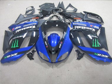 Carenagem Moto Kawasaki ZX6R 2007-2008 - Preto Azul Monster