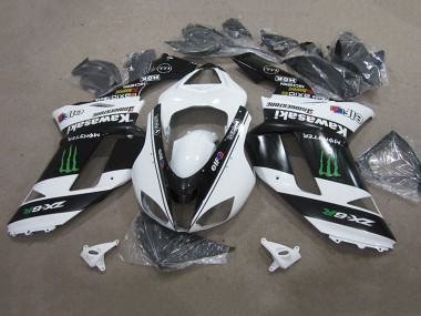 Carenagem Moto Kawasaki ZX6R 2007-2008 - Preto Branco Monster