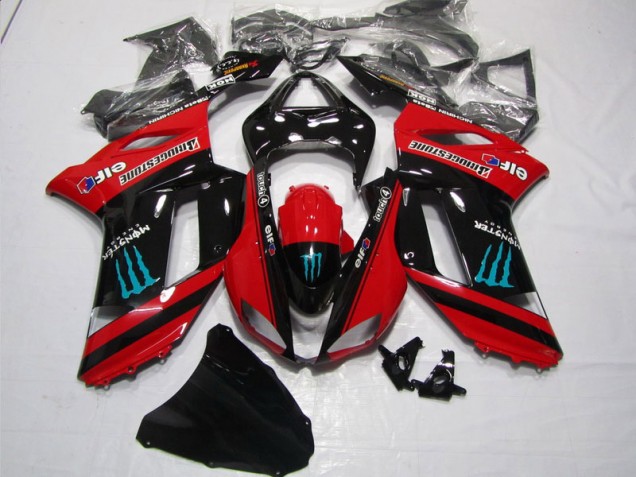 Carenagem Moto Kawasaki ZX6R 2007-2008 - Vermelho Preto Monster Carenagem Moto Kawasaki ZX6R 2007-2008 - Vermelho Preto Monster