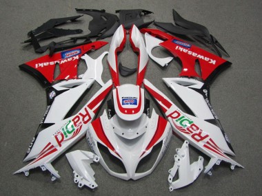 Carenagem Moto Kawasaki ZX6R 2009-2012 - Branco Vermelho Rapid