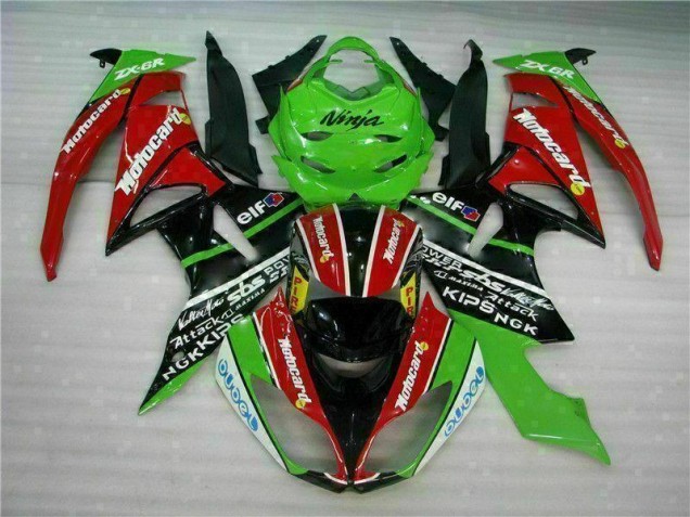 Carenagem Moto Kawasaki ZX6R 2009-2012 - Preto Vermelho Verde Motocard Carenagem Moto Kawasaki ZX6R 2009-2012 - Preto Vermelho Verde Motocard