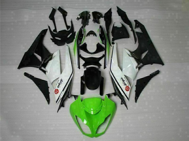 Carenagem Moto Kawasaki ZX6R 2009-2012 - Verde Preto Branco 25 Carenagem Moto Kawasaki ZX6R 2009-2012 - Verde Preto Branco 25