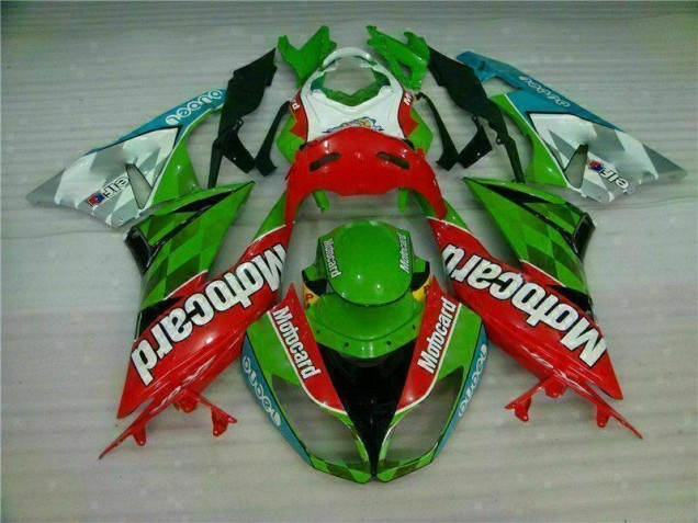 Carenagem Moto Kawasaki ZX6R 2009-2012 - Vermelho Verde Motocard Carenagem Moto Kawasaki ZX6R 2009-2012 - Vermelho Verde Motocard