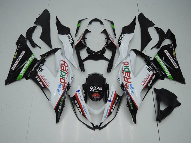 Carenagem Moto Kawasaki ZX6R 2013-2018 - Preto Branco Rapid Hager