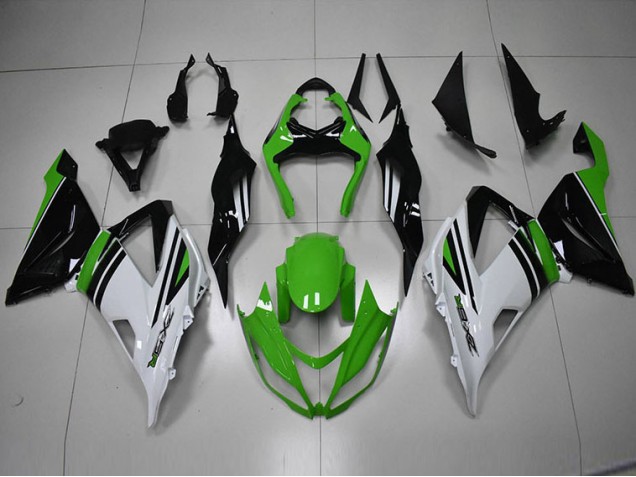 Carenagem Moto Kawasaki ZX6R 2013-2018 - Preto Verde Branco Carenagem Moto Kawasaki ZX6R 2013-2018 - Preto Verde Branco