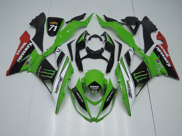 Carenagem Moto Kawasaki ZX6R 2013-2018 - Preto Verde Branco Monster Carenagem Moto Kawasaki ZX6R 2013-2018 - Preto Verde Branco Monster