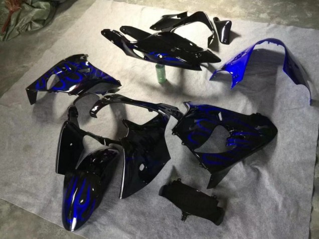 Carenagem Moto Kawasaki ZX9R 2000-2001 - Preto Brilhante Azul Chama Carenagem Moto Kawasaki ZX9R 2000-2001 - Preto Brilhante Azul Chama