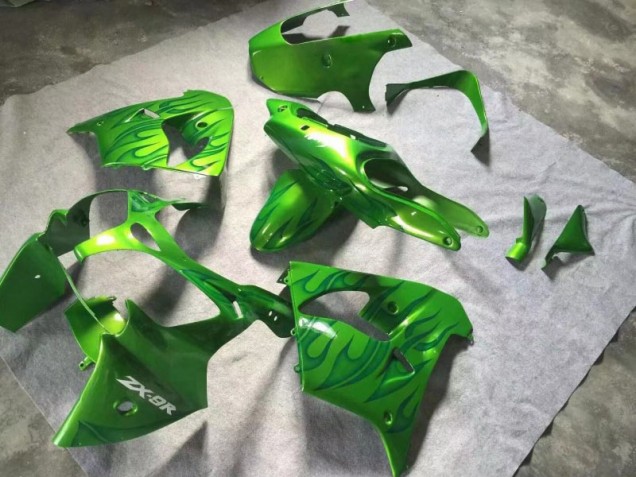 Carenagem Moto Kawasaki ZX9R 2000-2001 - Verde Verde Chama