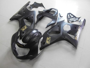 Carenagem Moto Suzuki GSXR 1000 K1 2000-2002 - Tudo Preto Fosco & Ouro Adesivo