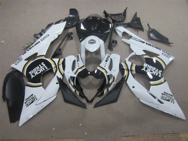 Carenagem Moto Suzuki GSXR 1000 K5 2005-2006 - Branco Lucky Strike Preto Motul