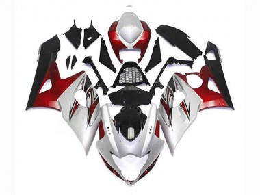 Carenagem Moto Suzuki GSXR 1000 K5 2005-2006 - Prata Vermelho Preto