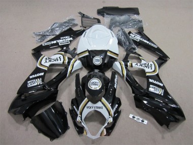 Carenagem Moto Suzuki GSXR 1000 K7 2007-2008 - Preto Lucky Strike Branco Motul
