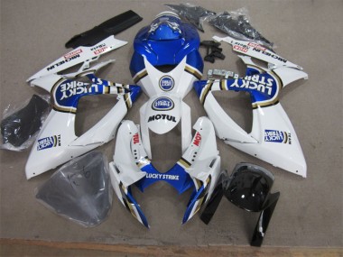 Carenagem Moto Suzuki GSXR 600 K6 2006-2007 - Branco Azul Lucky Strike Motul