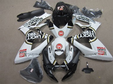 Carenagem Moto Suzuki GSXR 600 K6 2006-2007 - Preto Branco Lucky Strike Motul