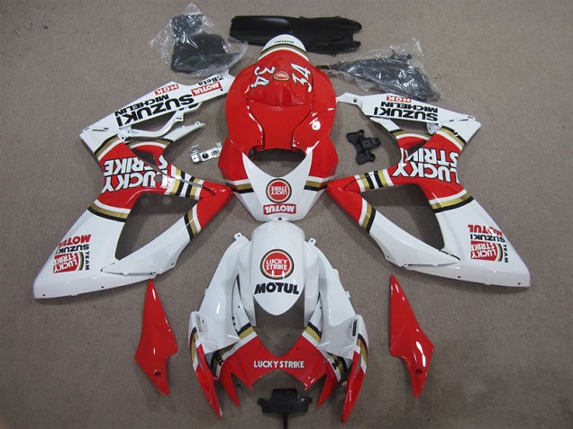 Carenagem Moto Suzuki GSXR 600 K6 2006-2007 - Vermelho Branco Lucky Strike Motul Carenagem Moto Suzuki GSXR 600 K6 2006-2007 - Vermelho Branco Lucky Strike Motul