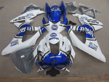 Carenagem Moto Suzuki GSXR 600 K8 2008-2010 - Branco Lucky Strike Azul Motul