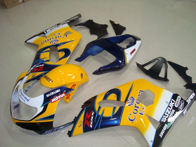 Carenagem Moto Suzuki GSXR 750 K1 K2 K3 2001-2003 - Amarelo Azul Corona Extra Motul