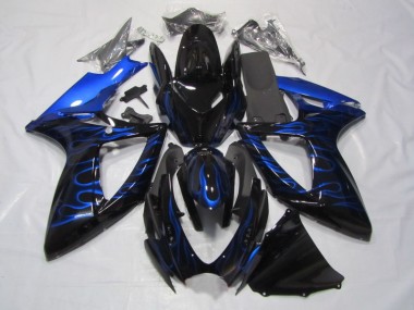 Carenagem Moto Suzuki GSXR 750 K6 2006-2007 - Preto Azul Chama