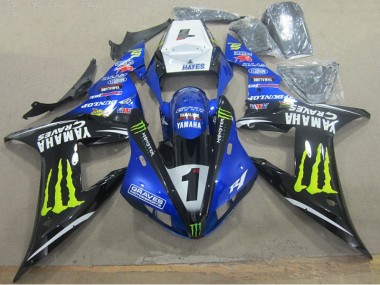 Carenagem Moto Yamaha R1 2002-2003 - Azul Preto Graves 1