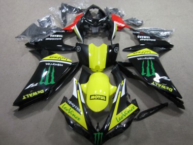 Carenagem Moto Yamaha R1 2007-2008 - Preto Amarelo Motul Leovince