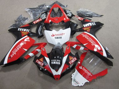 Carenagem Moto Yamaha R1 2007-2008 - Preto Vermelho Branco Santander