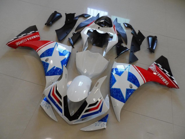 Carenagem Moto Yamaha R1 2009-2011 - Branco Preto Ducati Estrela Carenagem Moto Yamaha R1 2009-2011 - Branco Preto Ducati Estrela