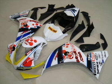 Carenagem Moto Yamaha R1 2009-2011 - Branco Preto Pepe Phone
