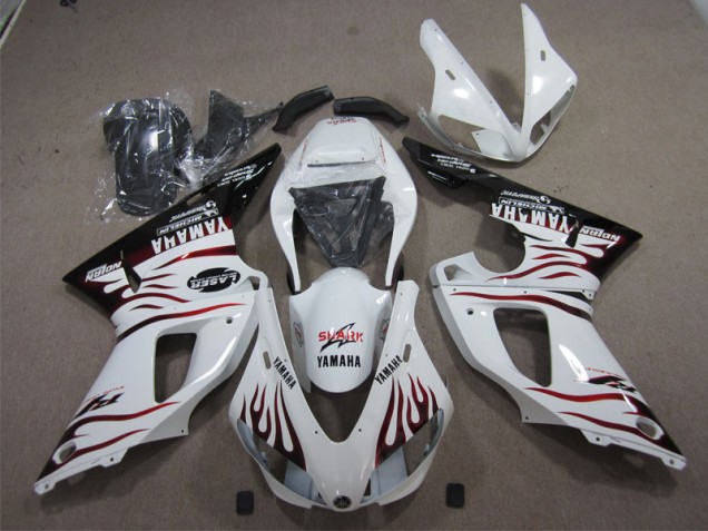 Carenagem Moto Yamaha R1 2009-2011 - Branco Preto Vermelho Tubarão Carenagem Moto Yamaha R1 2009-2011 - Branco Preto Vermelho Tubarão