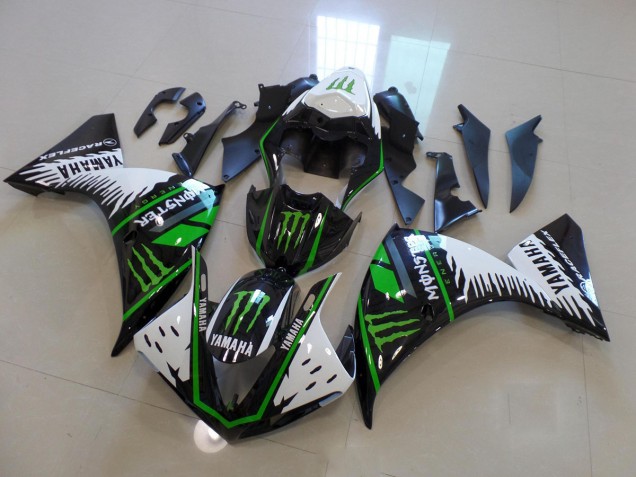 Carenagem Moto Yamaha R1 2009-2011 - Branco Verde Grande Monster Carenagem Moto Yamaha R1 2009-2011 - Branco Verde Grande Monster