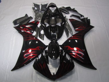 Carenagem Moto Yamaha R1 2009-2011 - Preto Vermelho Chama